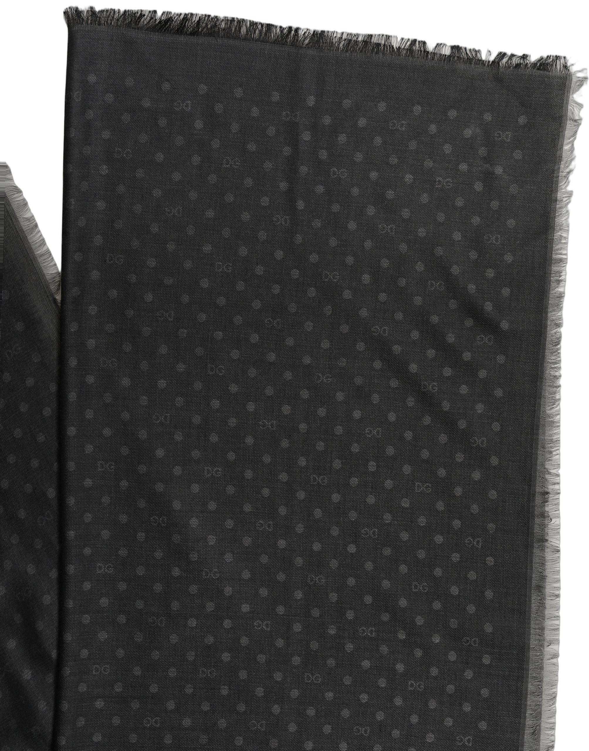 Dolce & Gabbana Black Polka Dot Fringe Shawl Lace Stole