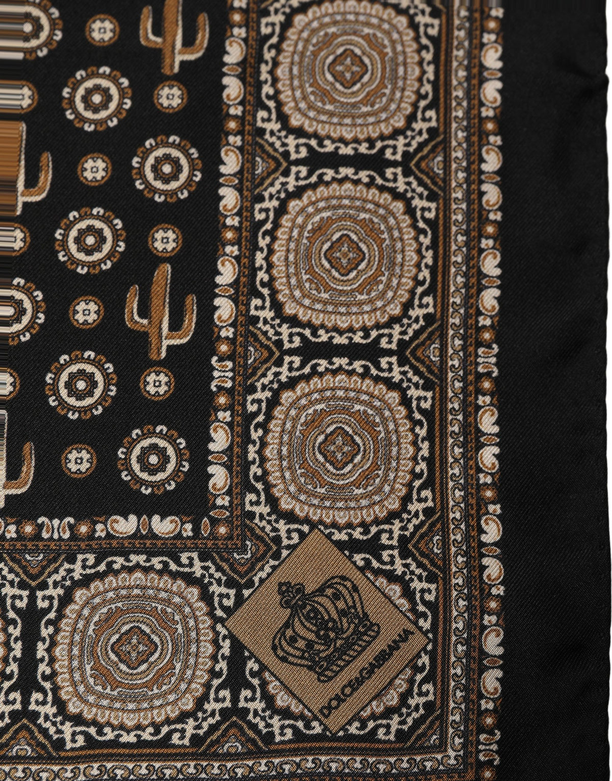 Dolce & Gabbana Black Cactus Silk Foulard Scarf - Luxury Elegance