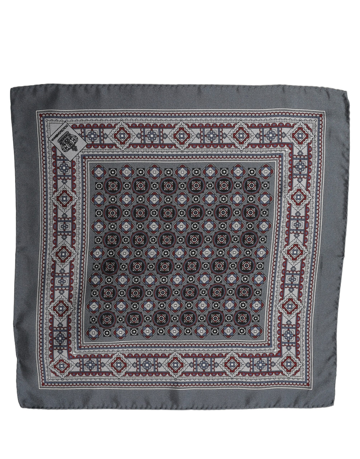 Dolce & Gabbana Gray Silk Geometric Pocket Square Foulard