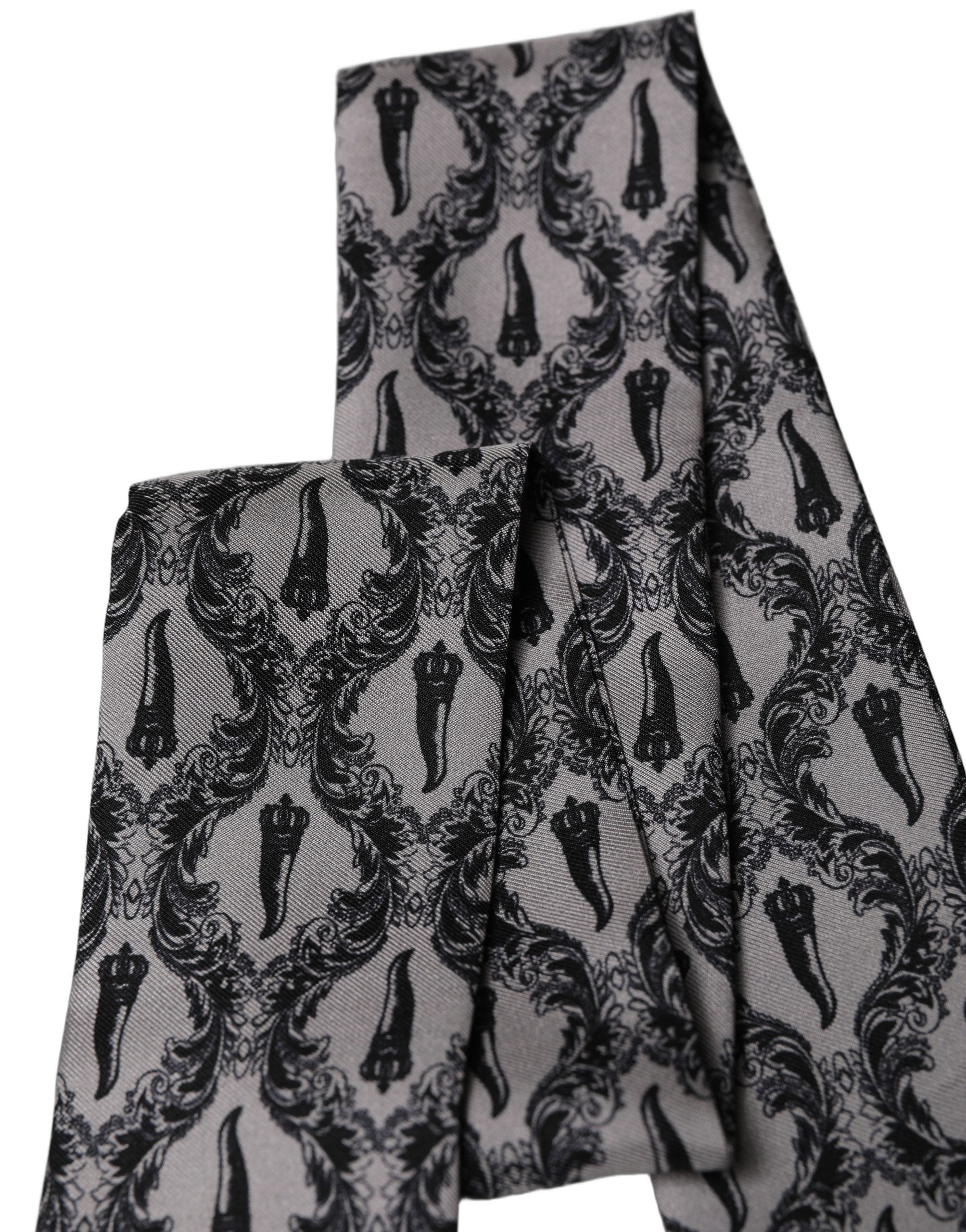 Dolce & Gabbana Silk Fringed Skinny Foulard Scarf - Luxurious Elegance