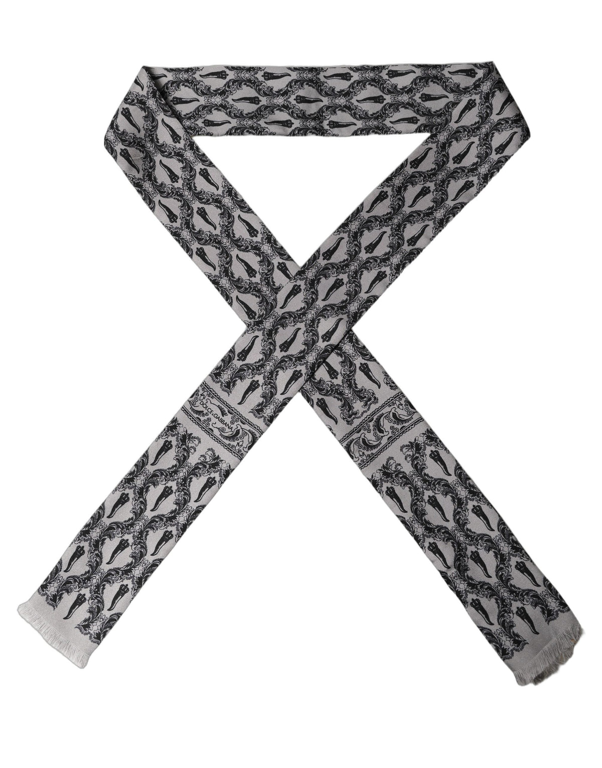 Dolce & Gabbana Silk Baroque Fringed Scarf - Timeless Luxury
