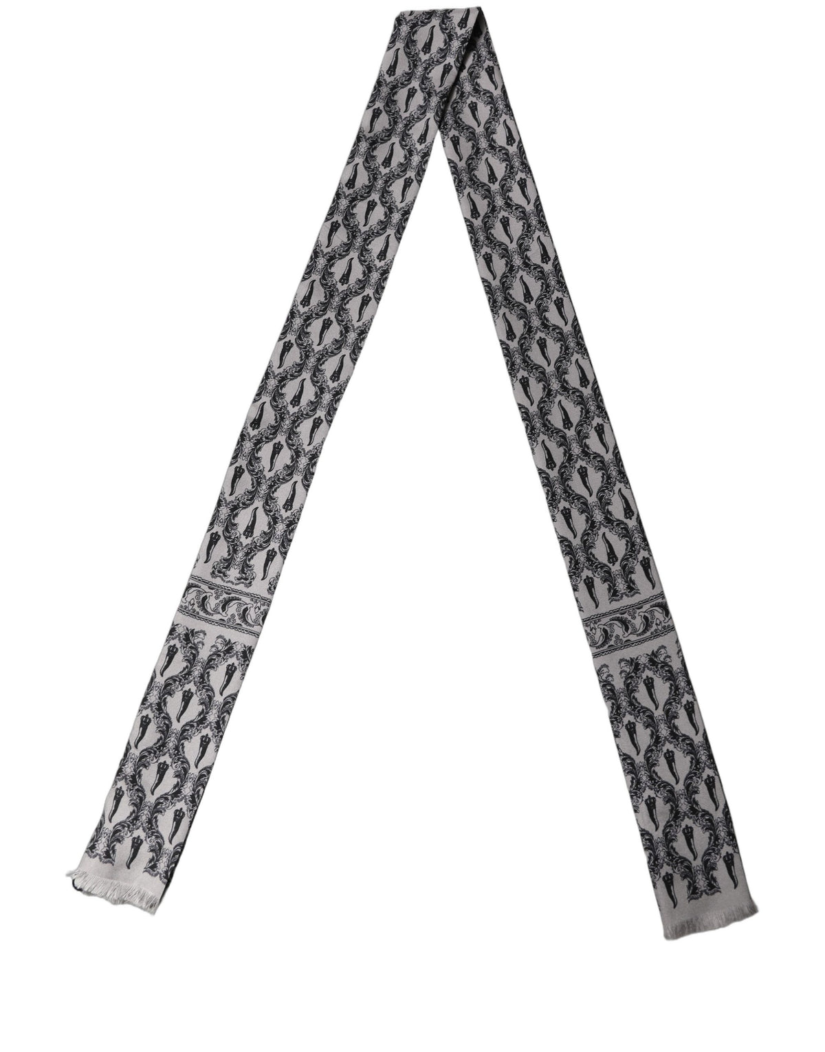 Dolce & Gabbana Silk Baroque Fringed Scarf - Timeless Luxury