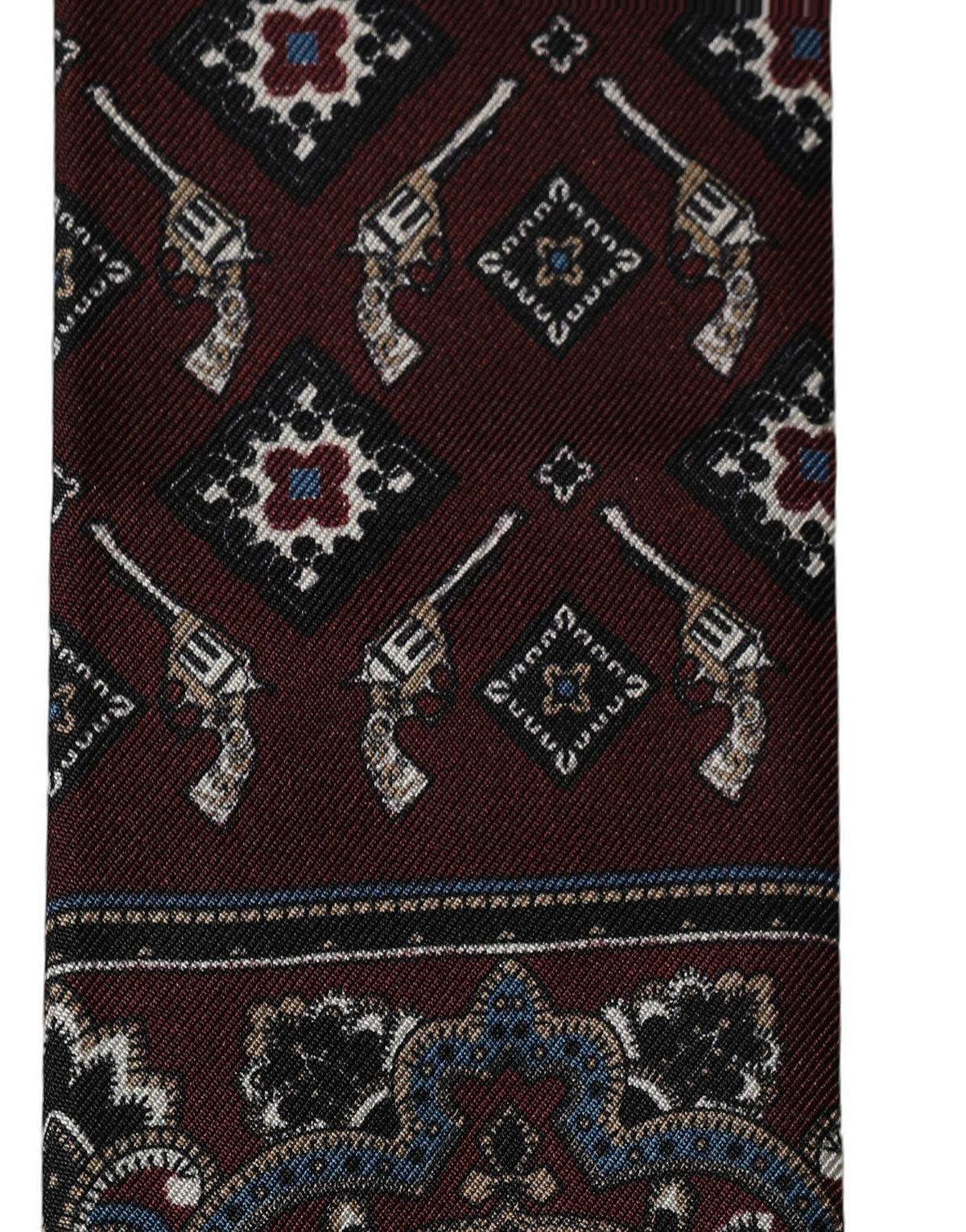 Dolce & Gabbana Burgundy Silk Skinny Scarf with Fringed Ends