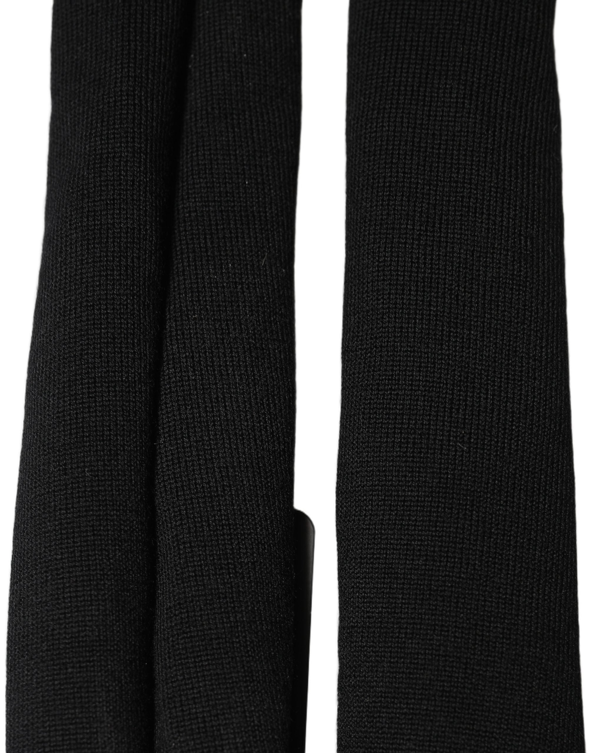 Dolce & Gabbana Black Wool Knitted Foulard Scarf - Timeless Luxury