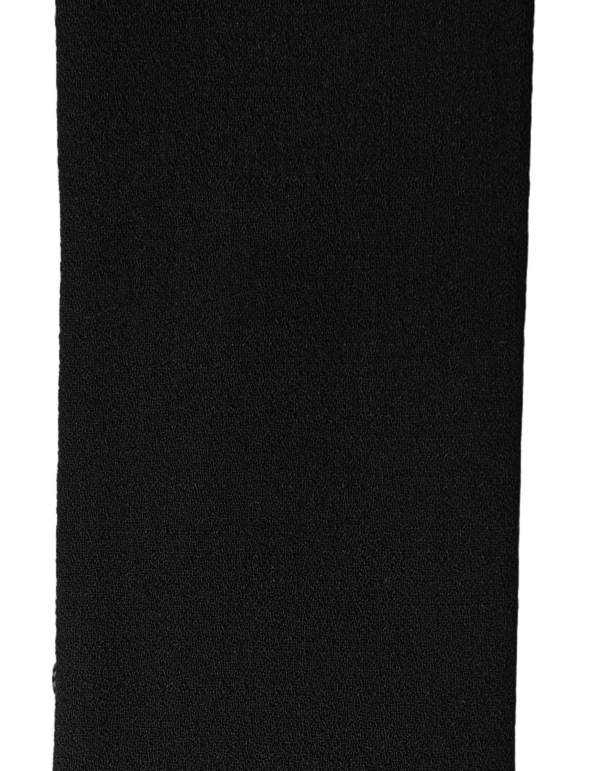 Dolce & Gabbana Black Wool Fringed Foulard Scarf - Luxury Accessory