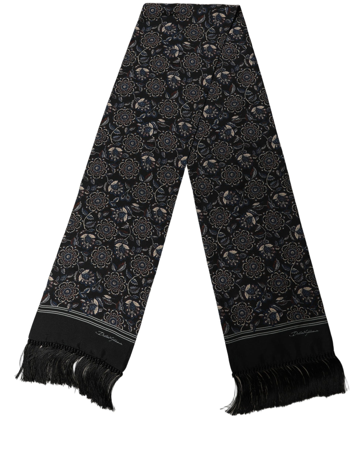 Dolce & Gabbana Silk Floral Paisley Fringed Shawl Scarf