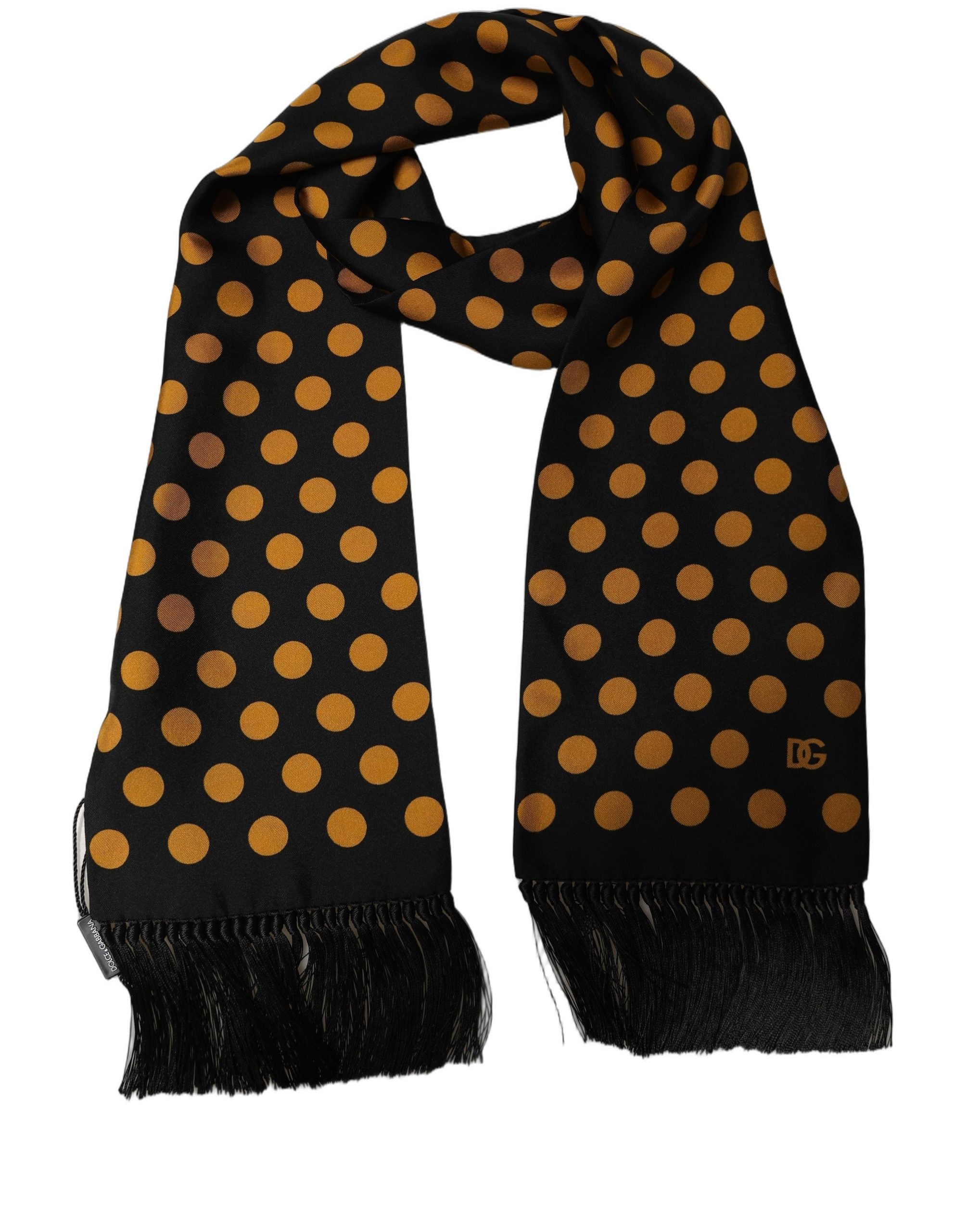 Dolce & Gabbana Silk Polka Dot Fringed Lace Stole Scarf