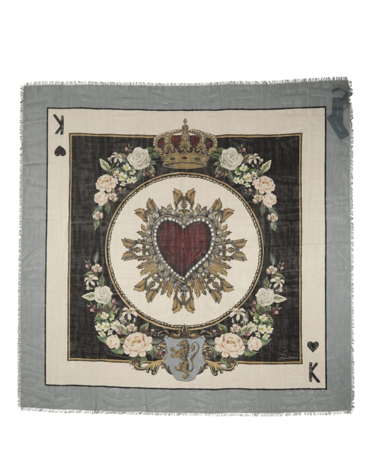 Dolce & Gabbana King of Hearts Multicolor Foulard Scarf