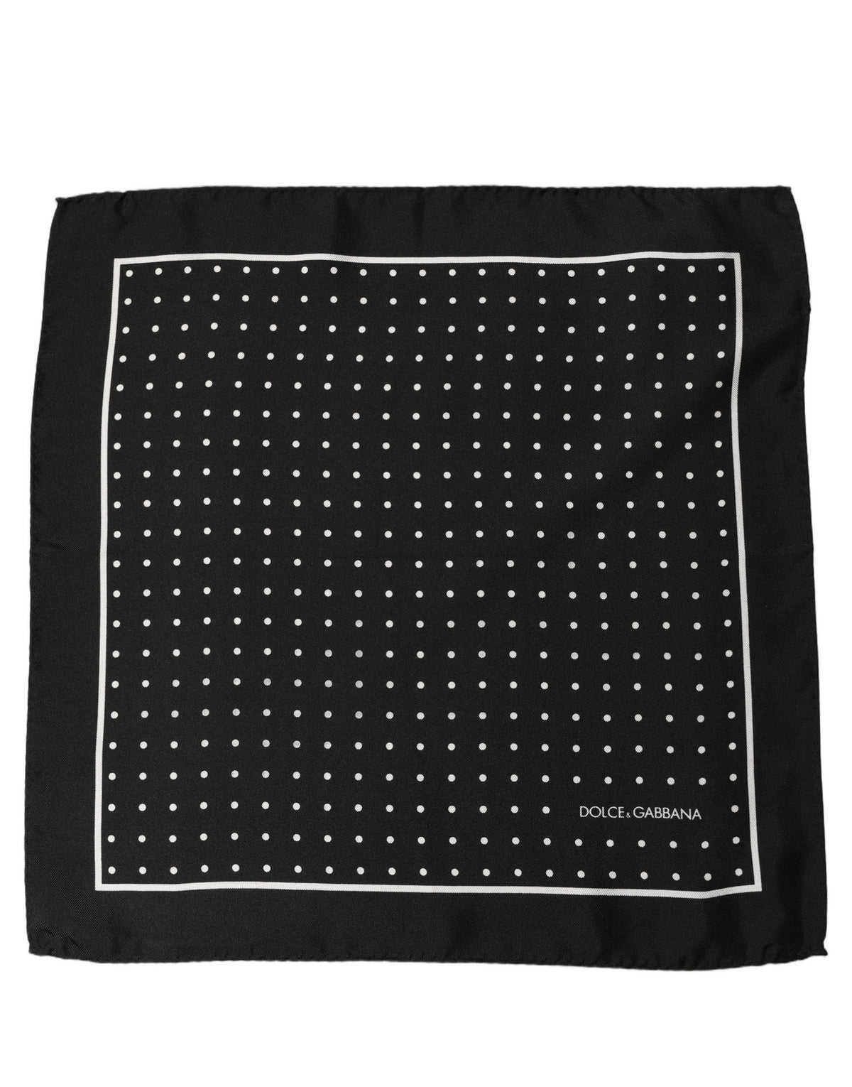 Dolce & Gabbana Black Silk Polka Dot Pocket Square Foulard