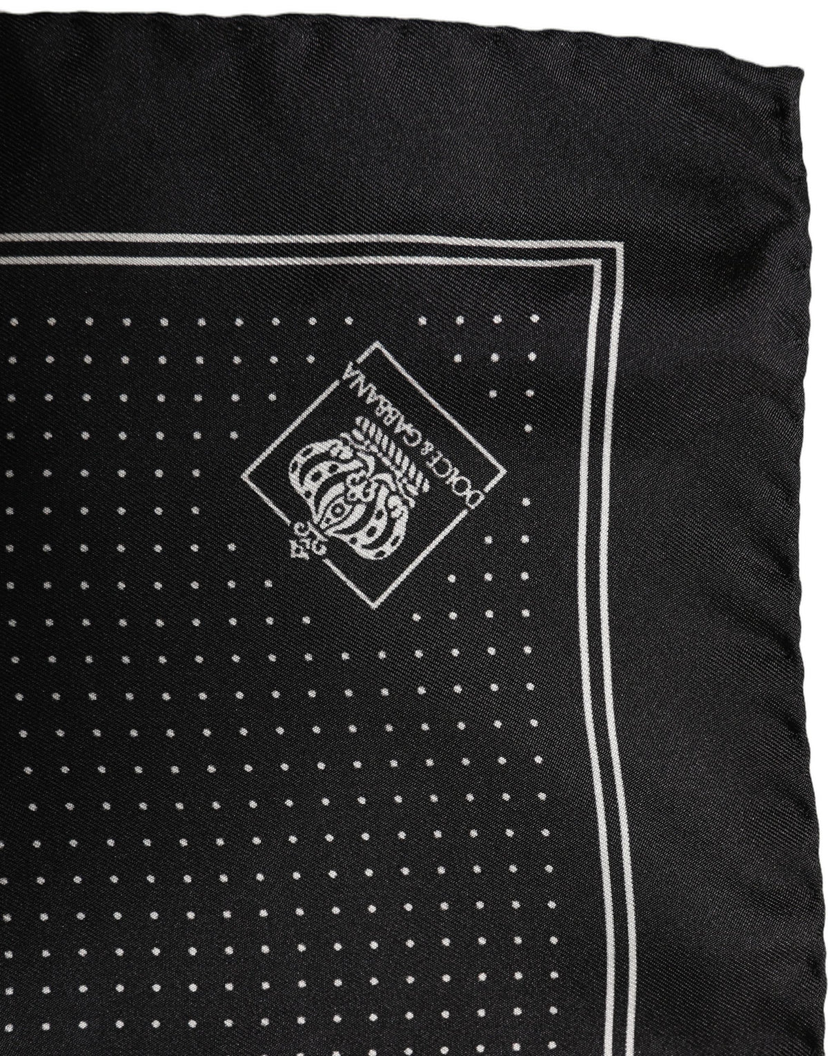 Dolce & Gabbana Black Silk Polka Dot Pocket Square Foulard