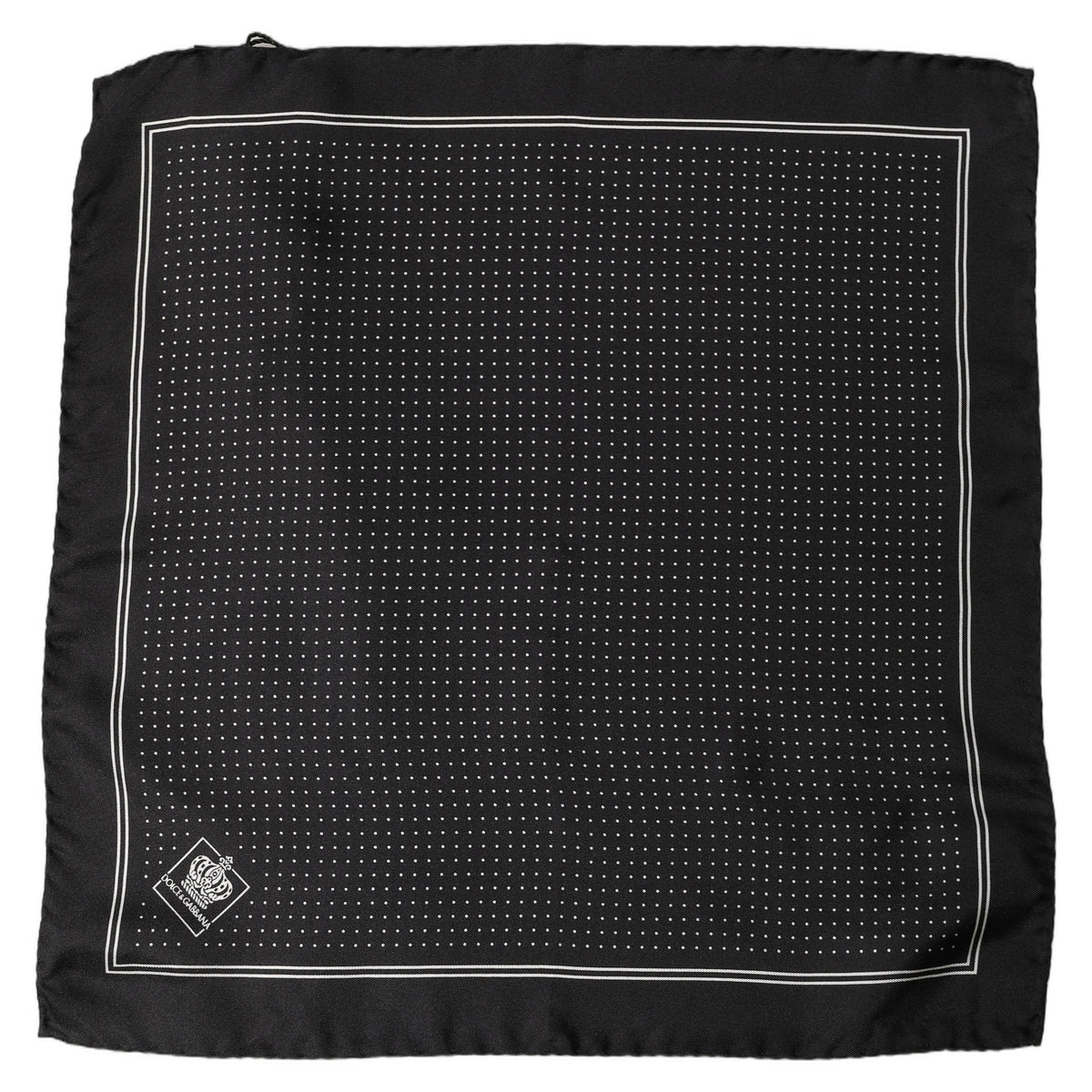 Dolce & Gabbana Black Silk Polka Dot Pocket Square Foulard