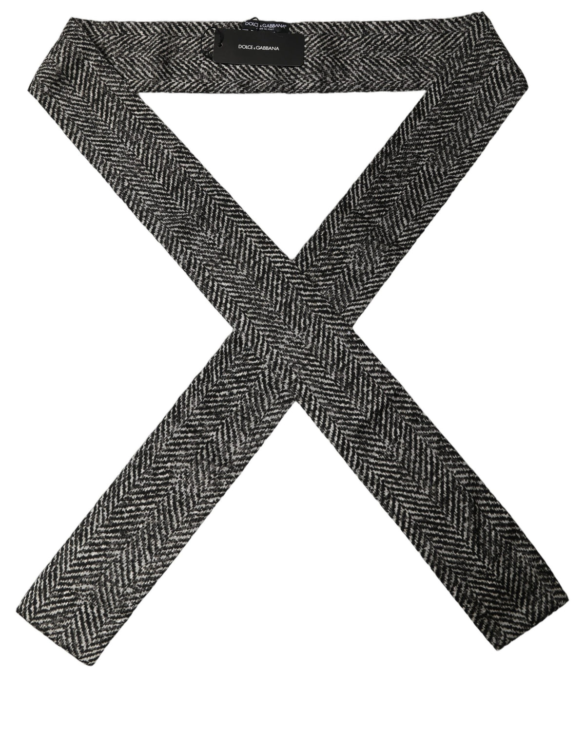 Dolce & Gabbana Black White Herringbone Shawl Scarf - Luxury Silk