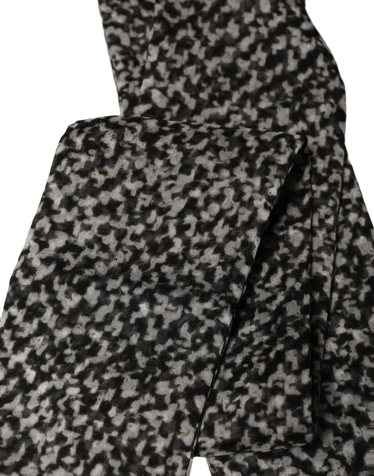 Dolce & Gabbana Black White Herringbone Silk Shawl Scarf