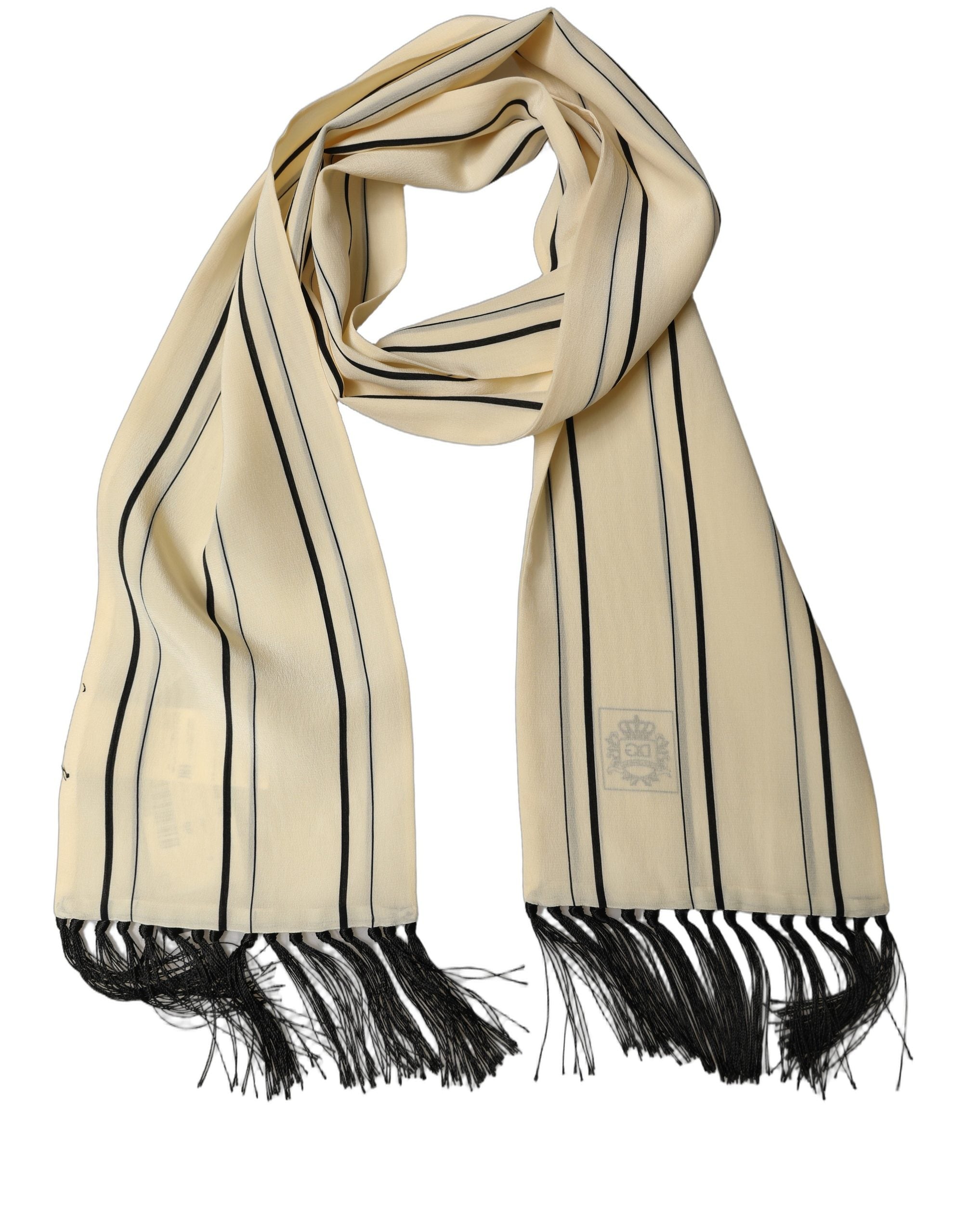 Dolce & Gabbana Silk Striped Fringed Shawl Scarf - Luxury Accessory