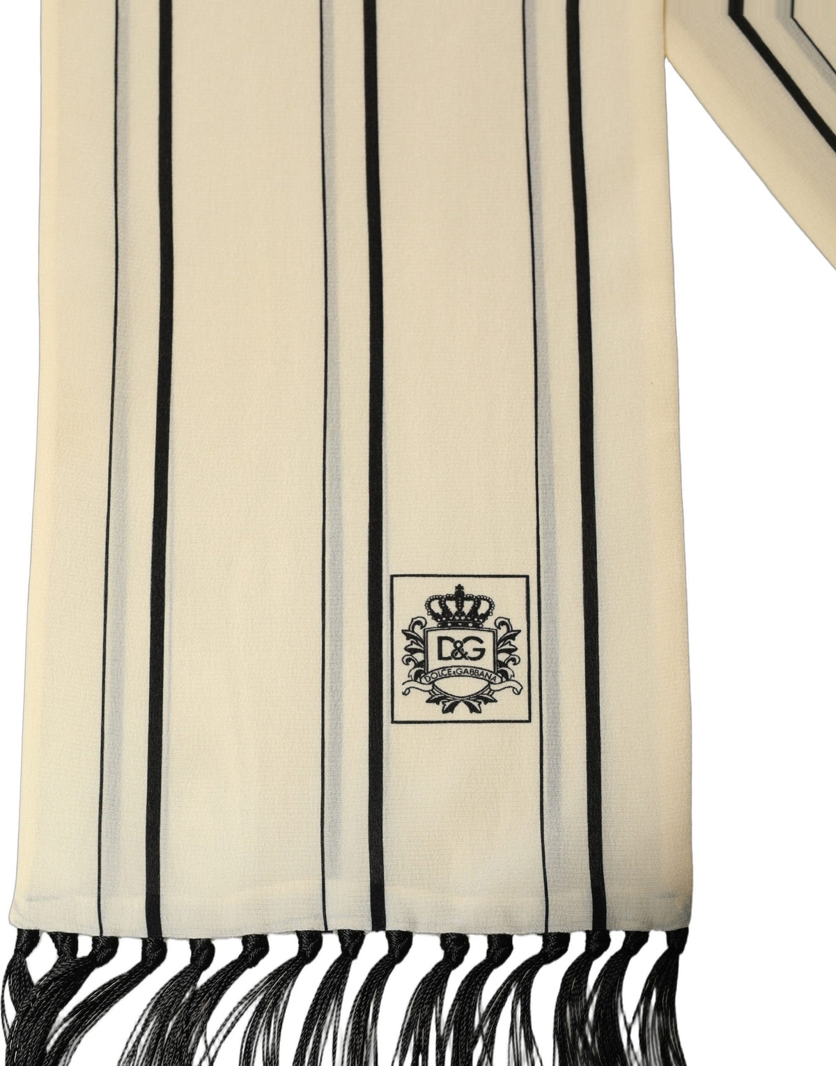 Dolce & Gabbana Silk Striped Fringed Shawl Scarf - Timeless Elegance