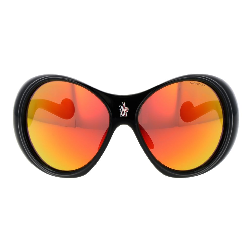Discover the Moncler Black Plastic Sunglasses, a luxurious statement piece with striking red mirrored lenses, embodying elegance and sophistication for the discerning individual.