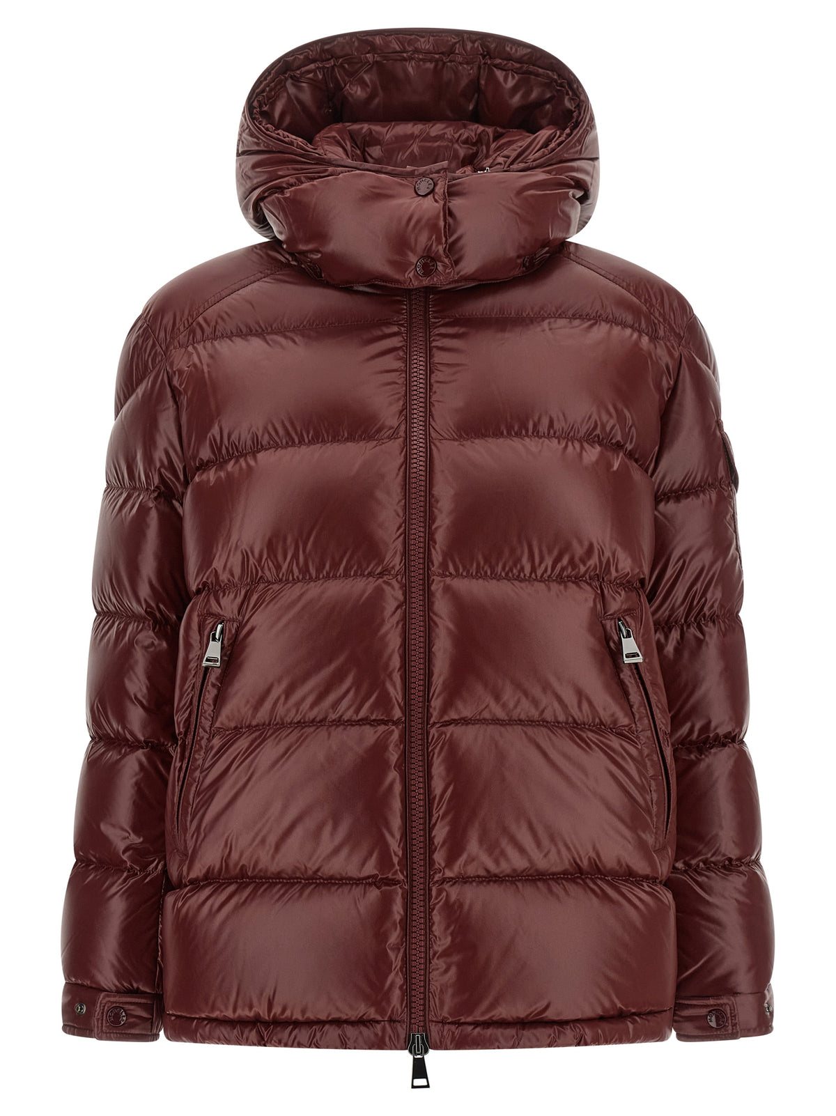 Indulge in the Moncler Bordeaux Polyamide Full-Length Jacket, where iconic boudin quilting meets luxurious warmth, embodying sophistication for the discerning individual.