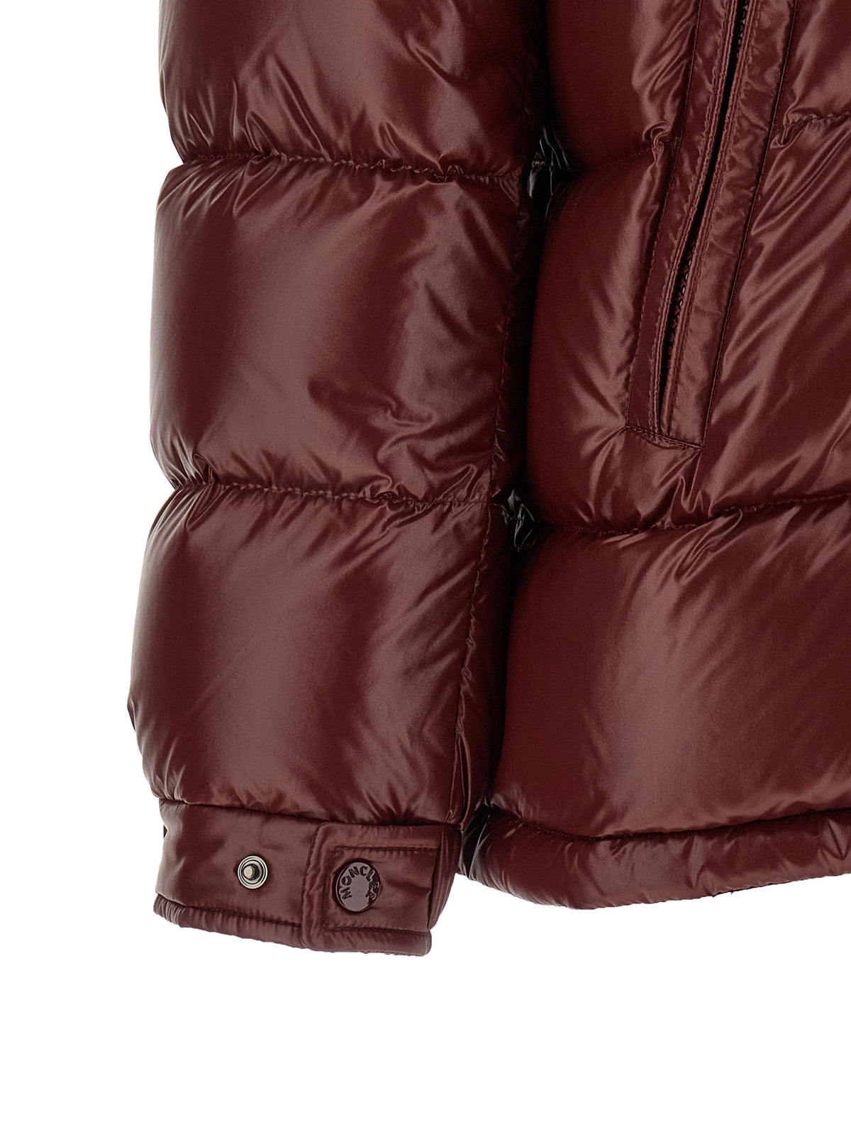 Elevate your winter wardrobe with the Moncler Bordeaux Polyamide Full-Length Jacket, a masterpiece of boudin quilting and luxurious warmth, embodying sophistication and style.