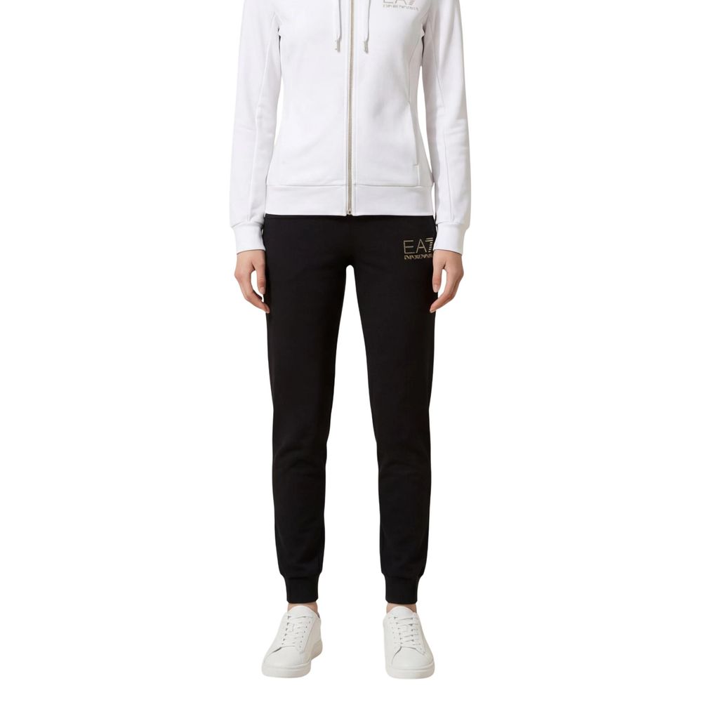 Indulge in the exquisite EA7 Emporio Armani Black And White Polyester Tracksuit, a luxurious blend of comfort and style, tailored for the discerning individual.