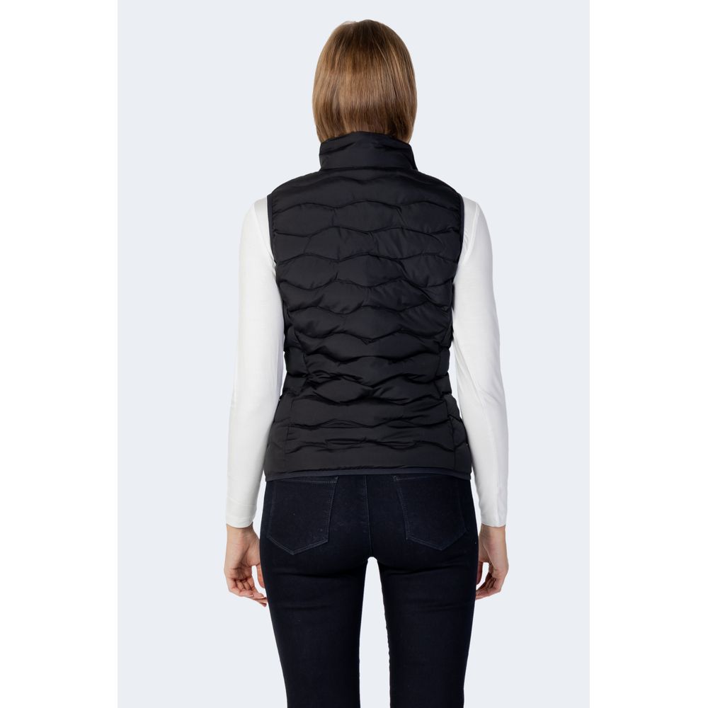 Elevate your style with the EA7 Emporio Armani Black Polyester Sleeveless Jacket, a luxurious layering essential crafted for effortless elegance and timeless versatility.