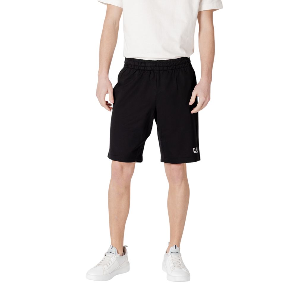EA7 Emporio Armani Black Cotton Bermuda Shorts - Timeless Luxury