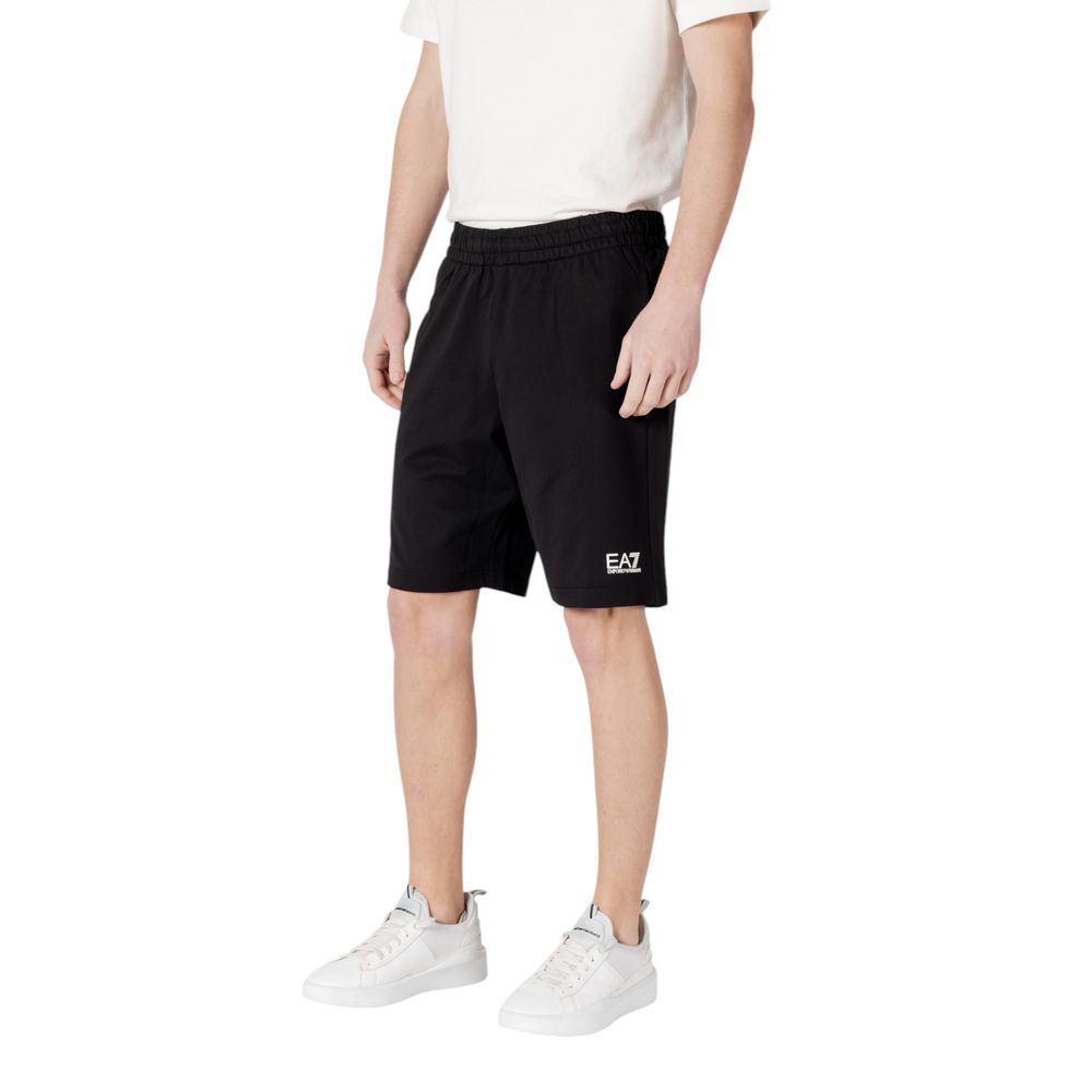 EA7 Emporio Armani Black Cotton Bermuda Shorts - Luxury Comfort