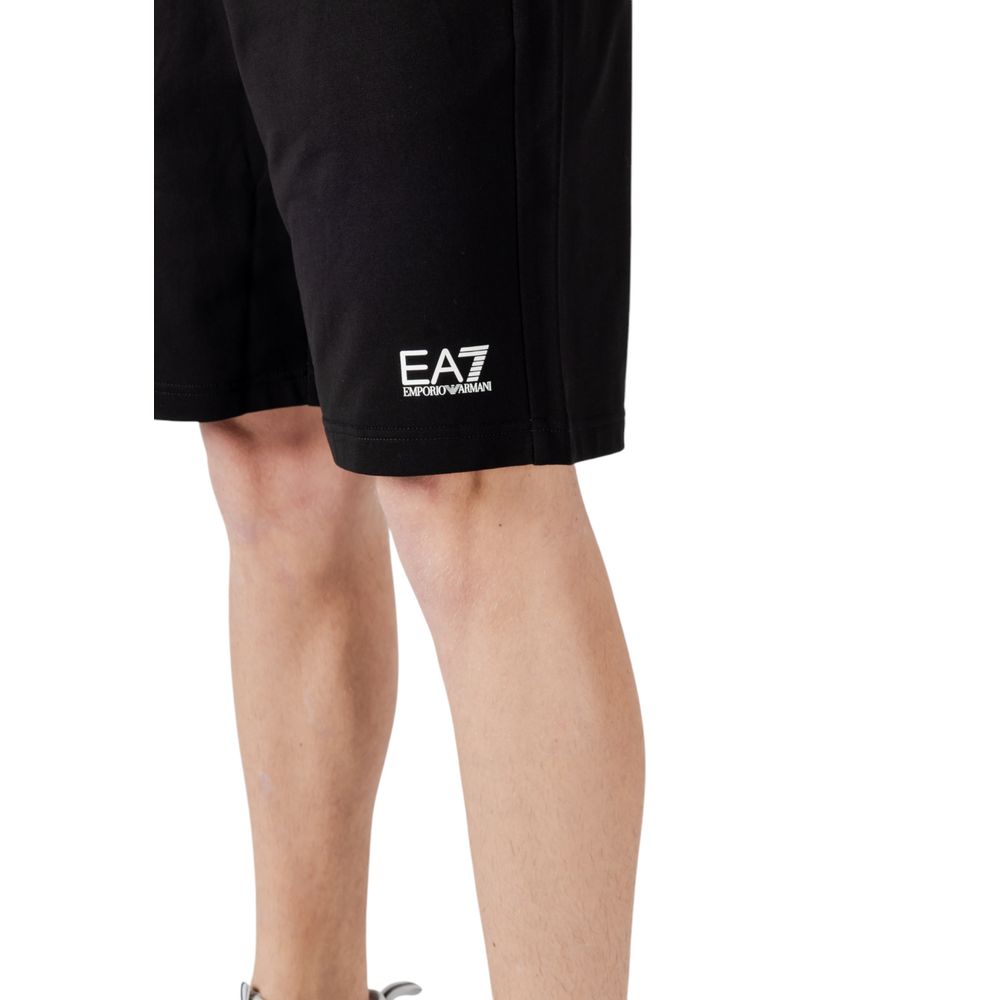 EA7 Emporio Armani Black Cotton Bermuda Shorts - Timeless Luxury