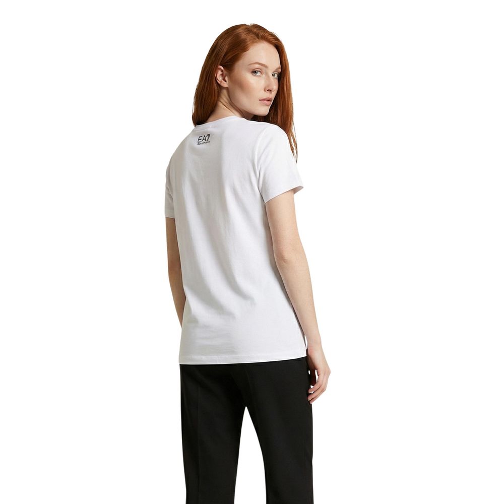 EA7 Emporio Armani Luxe White Cotton T-Shirt for Elevated Style