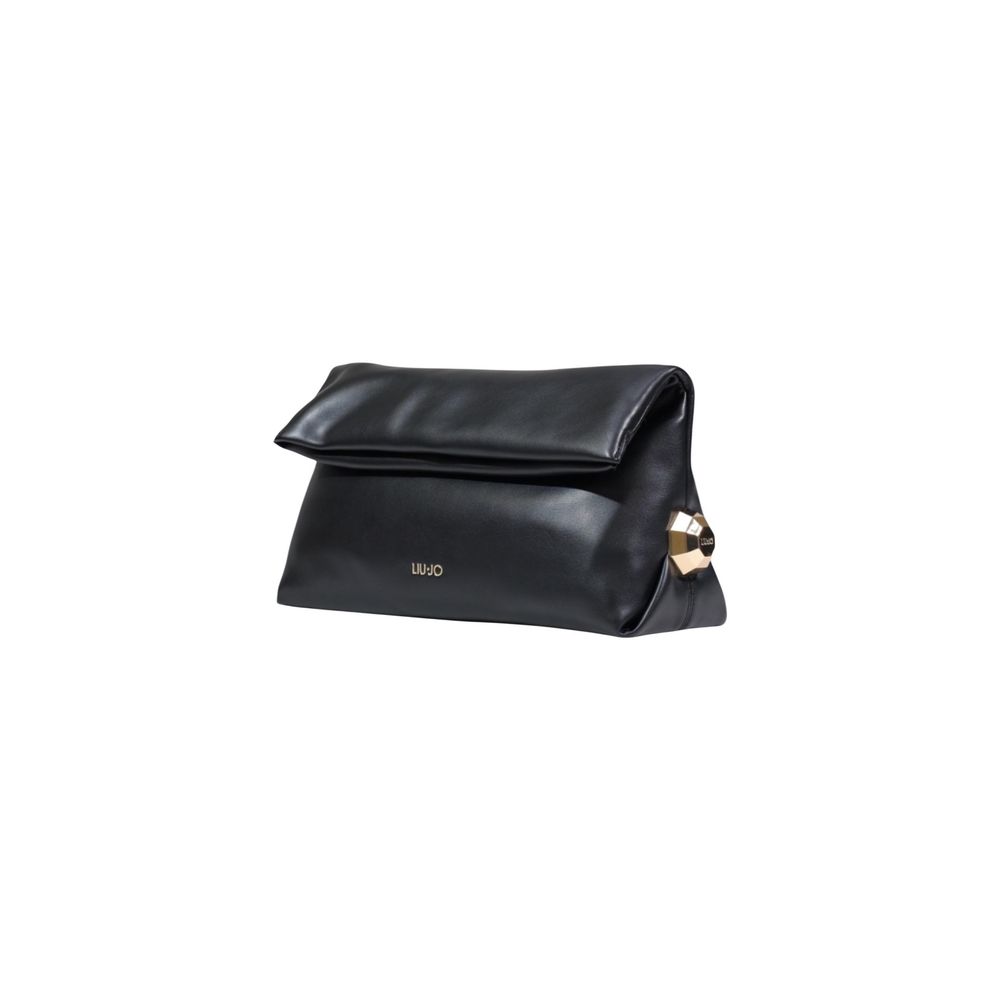 Indulge in the Liu Jo Black Polyethylene Clutch Bag, a luxurious blend of high-quality polyurethane and refined metallic details, perfect for elevating any occasion.