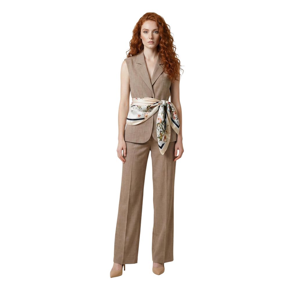 Elevate your wardrobe with the Liu Jo Beige Viscose Waistcoat, a masterclass in elegance and versatility, crafted for the discerning individual seeking timeless sophistication.