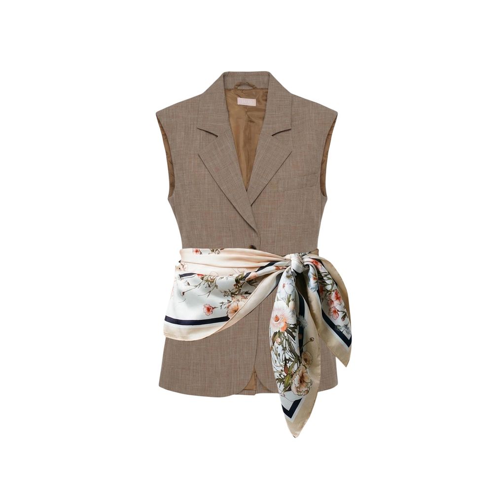 Elevate your wardrobe with the Liu Jo Beige Viscose Waistcoat, crafted from a luxurious blend for impeccable fit and sophistication, perfect for any upscale occasion.