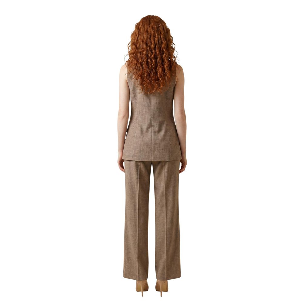 Elevate your wardrobe with the Liu Jo Beige Viscose Waistcoat, an exquisite blend of luxury and sophistication, perfect for any upscale occasion.