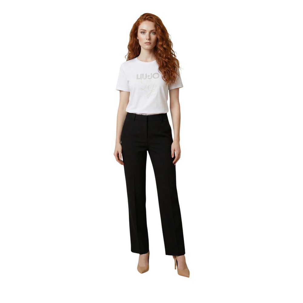 Elevate your wardrobe with the Liu Jo White Cotton T-Shirt, a luxurious blend of contemporary design and exquisite craftsmanship, perfect for any elegant occasion.