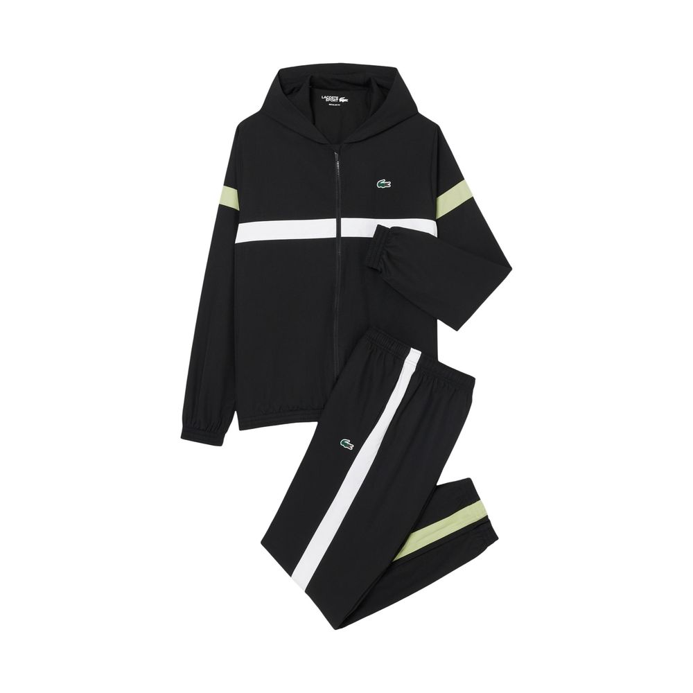 Experience the epitome of luxury with the Lacoste Black And White Polyester Sweatsuit, a perfect blend of contemporary style and exquisite craftsmanship for every discerning individual.