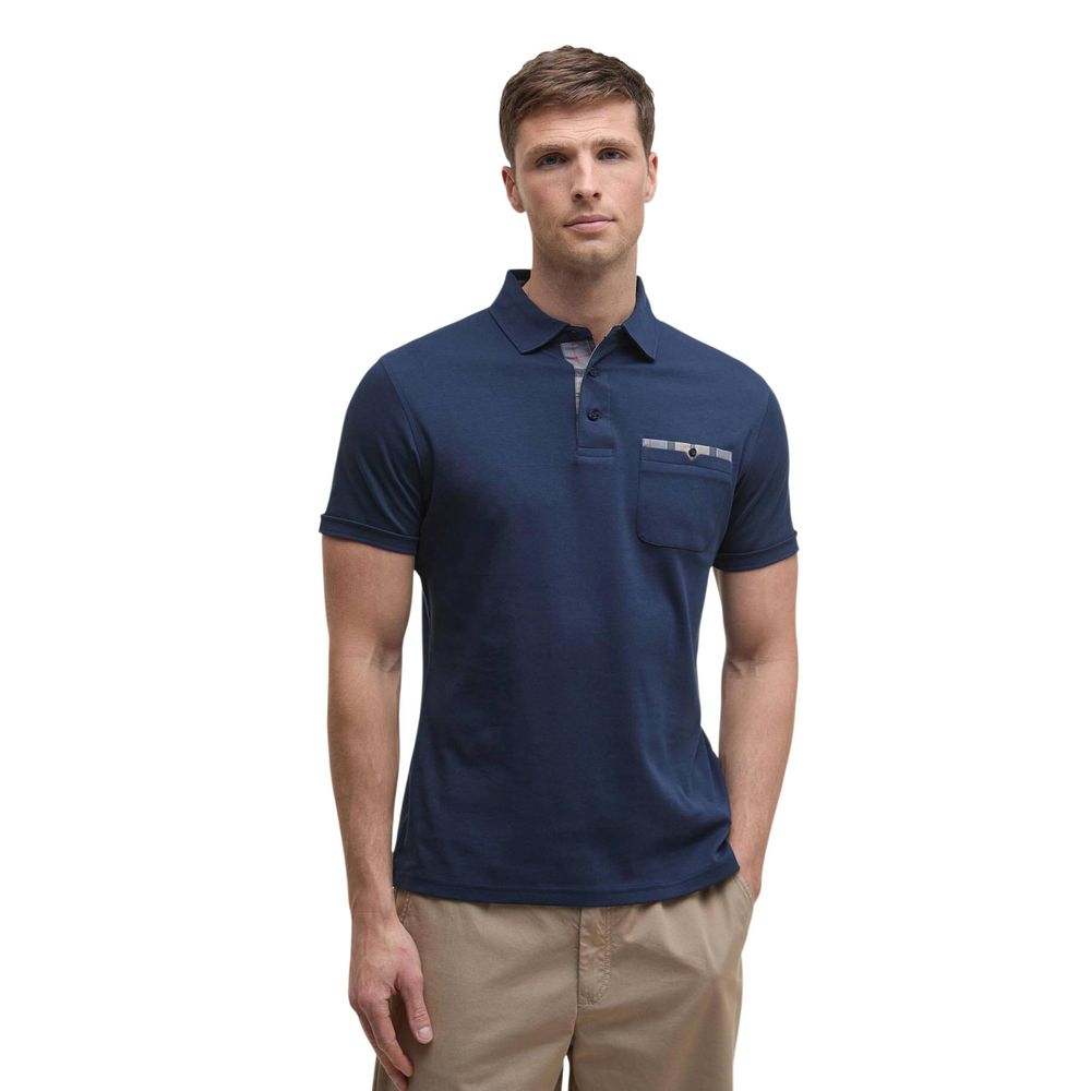 Discover the Barbour Blue Cotton Polo Shirt, a masterpiece of tailored elegance crafted from pure cotton, embodying sophistication and timeless luxury for the discerning individual.