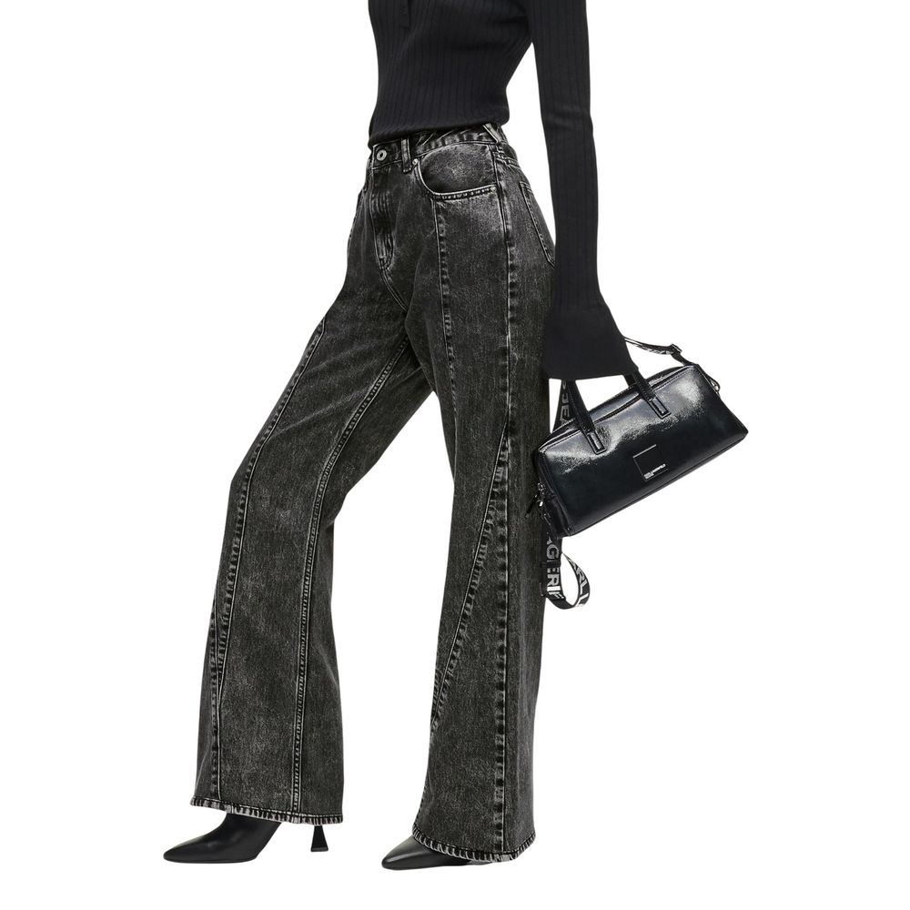 Karl Lagerfeld Black Recycled Cotton Mom Jeans - Timeless Elegance