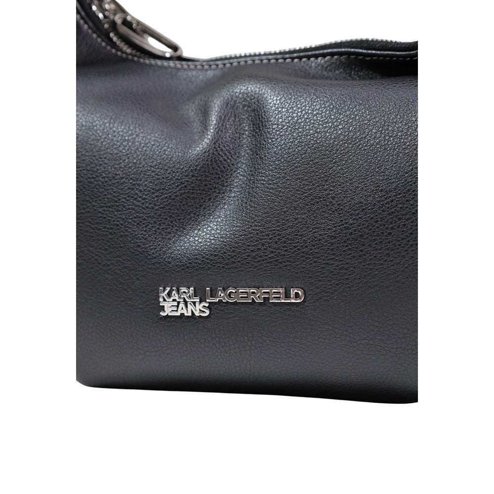 Discover the Karl Lagerfeld Black Polyethylene Handbag, a luxurious small hobo crafted from premium polyurethane, embodying modern elegance and timeless sophistication.