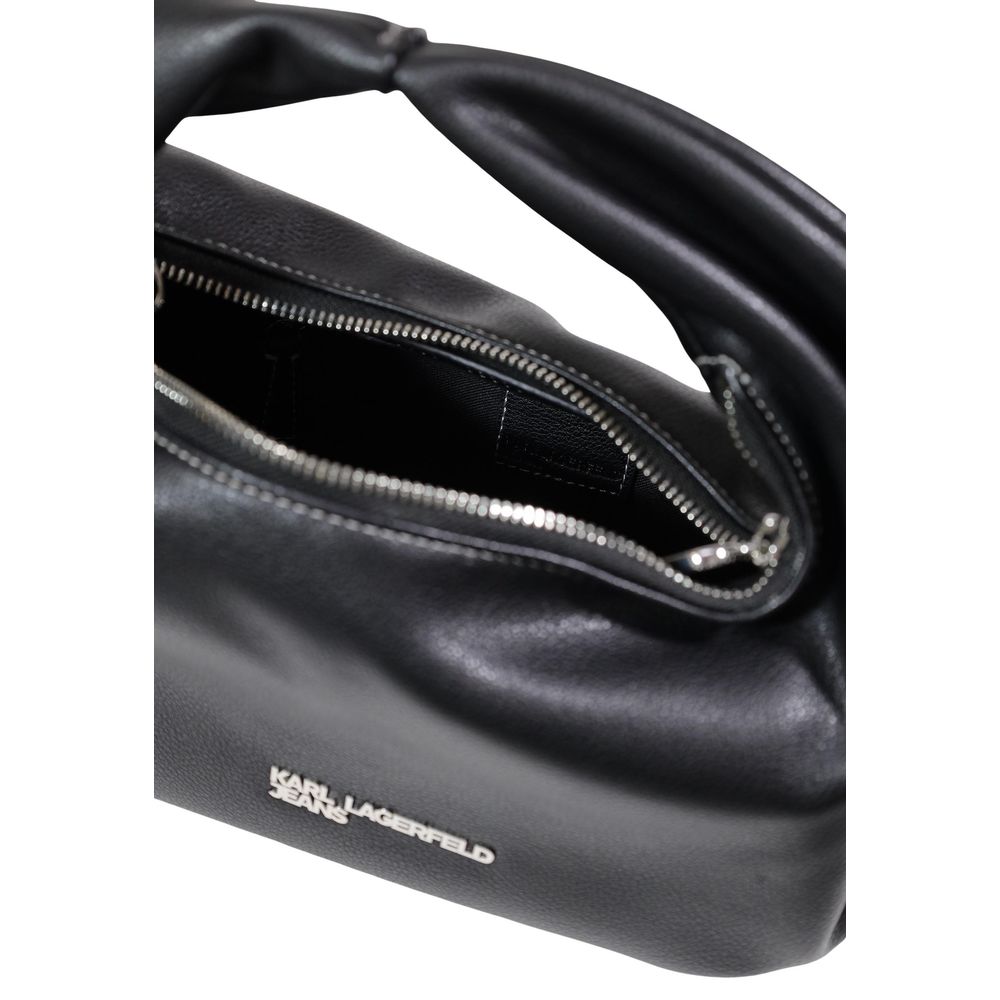 Discover the Karl Lagerfeld Black Polyethylene Handbag, a luxurious small hobo crafted from premium polyurethane, embodying modern elegance and timeless sophistication for the discerning individual.