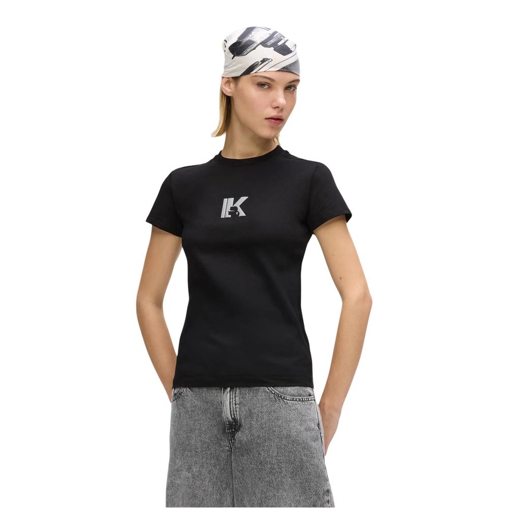 Elevate your style with the Karl Lagerfeld Black Cotton T-Shirt, a timeless blend of minimalist design and luxurious comfort, perfect for any sophisticated wardrobe.