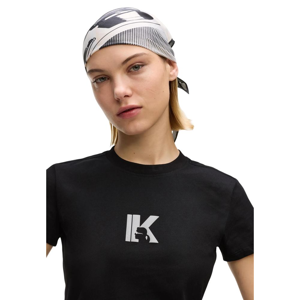 Elevate your wardrobe with the Karl Lagerfeld Black Cotton T-Shirt, a masterpiece of minimalist design and luxurious comfort, perfect for any sophisticated occasion.