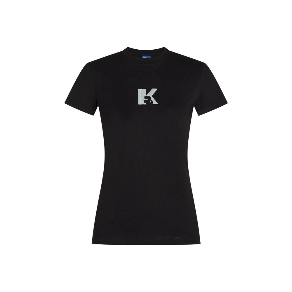 Elevate your wardrobe with the Karl Lagerfeld Black Cotton T-Shirt, a timeless blend of minimalist elegance and luxurious comfort, perfect for any occasion.