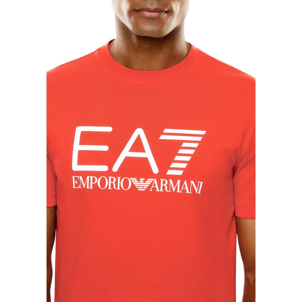 EA7 Emporio Armani Red Cotton T-Shirt - Timeless Luxury Essential