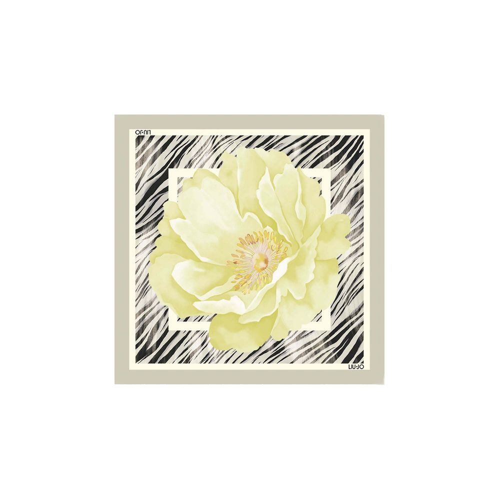 Elevate your style with the Liu Jo Gray Polyester Foulard from the SS26 collection, featuring exquisite floral artistry and a modern animalier frame for timeless elegance.