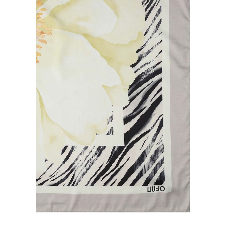 Elevate your style with the Liu Jo Gray Polyester Foulard from the SS26 collection, a luxurious blend of floral artistry and modern elegance, perfect for any occasion.