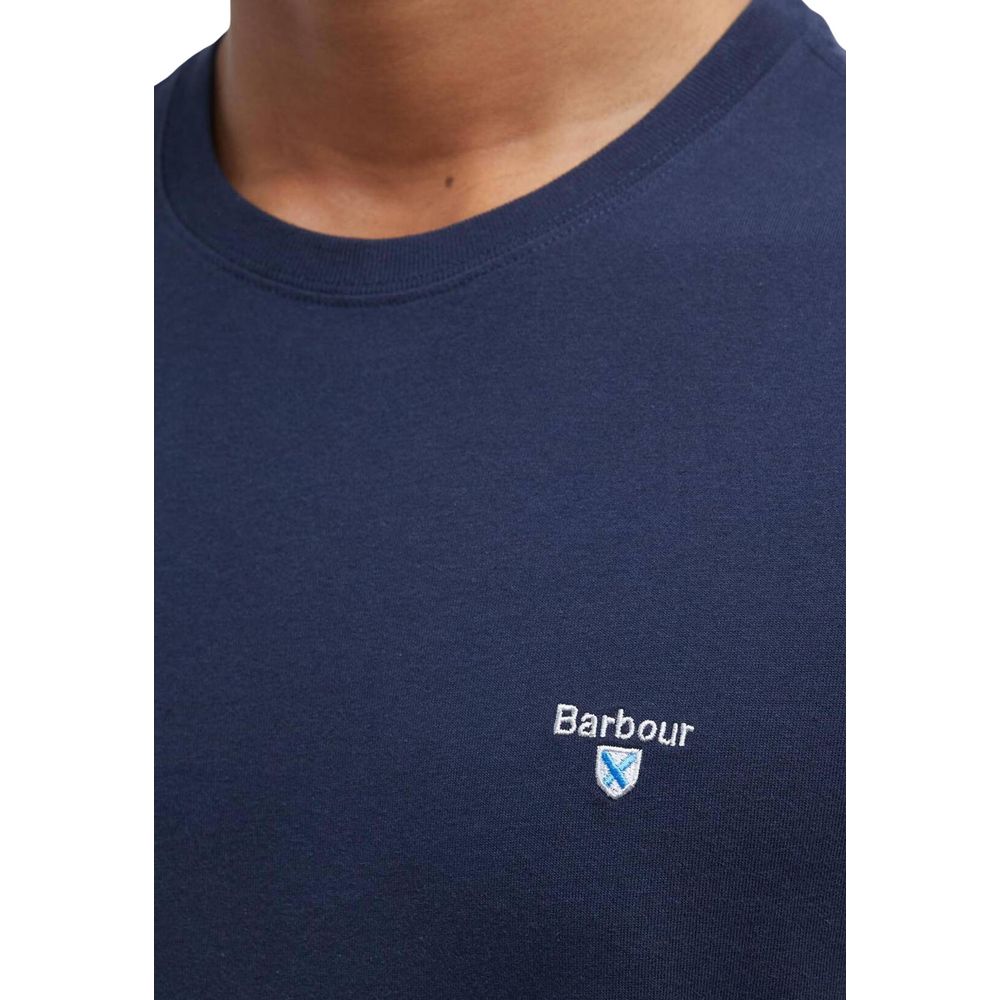 Elevate your style with the Barbour Blue Cotton T-Shirt, crafted from luxurious cotton, embodying timeless elegance and authentic British craftsmanship for discerning tastes.