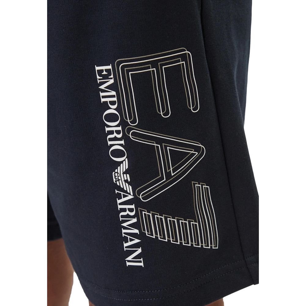 Elevate your leisurewear with the EA7 Emporio Armani Blue Cotton Bermuda Shorts, crafted from 100% cotton for unmatched comfort and style, perfect for the discerning individual.