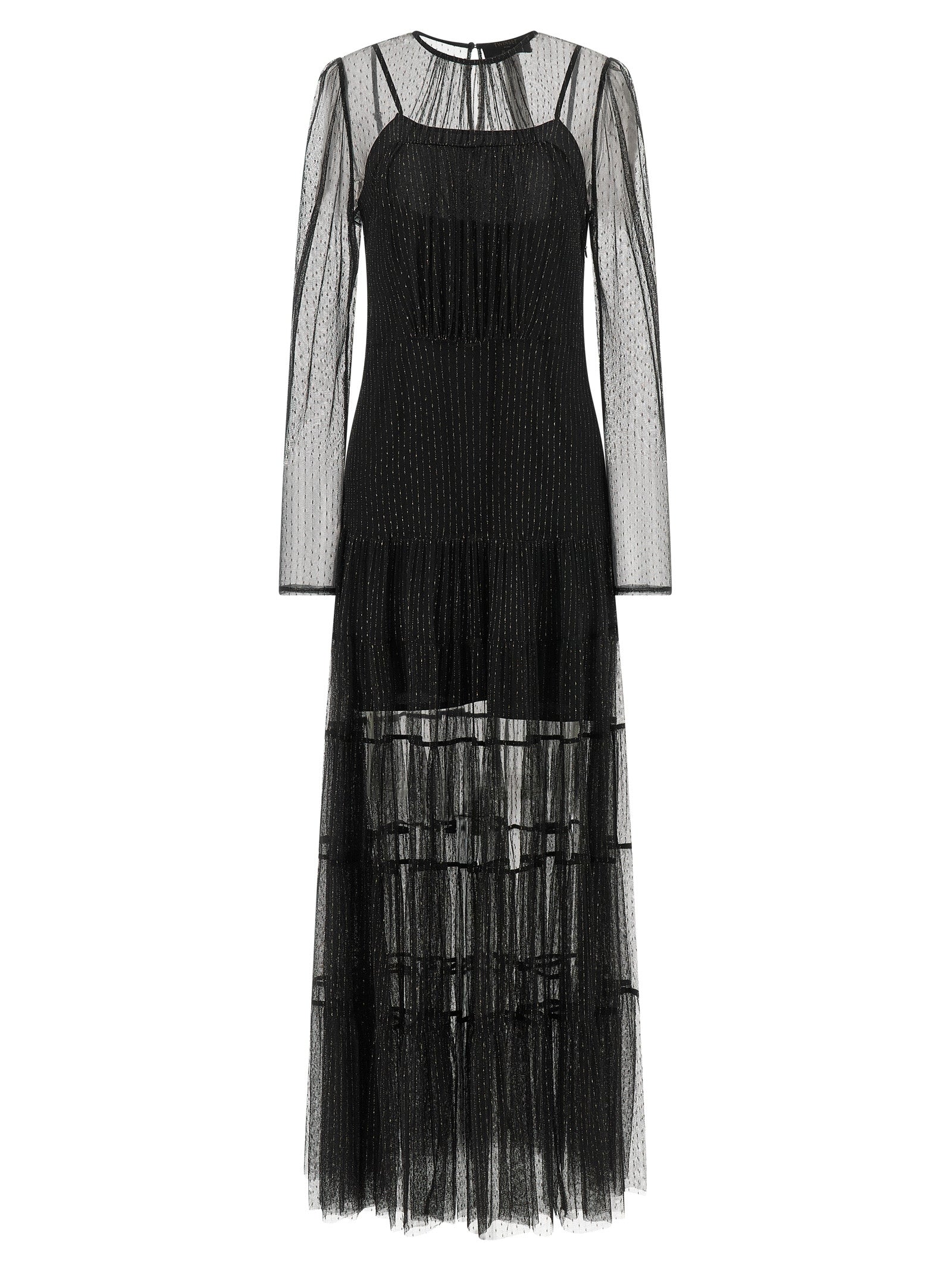 Twinset Black Long Dress - Elegance Redefined in Tulle