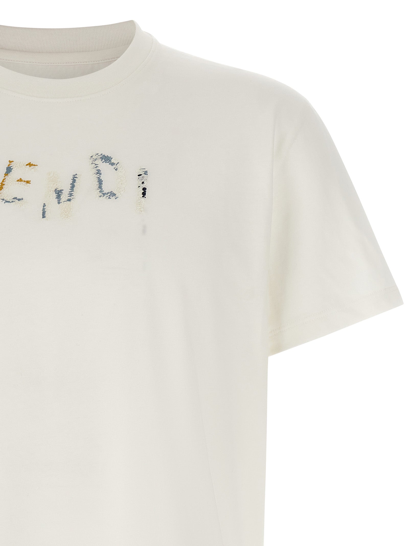 Fendi White Cotton T-Shirt - Timeless Elegance Redefined