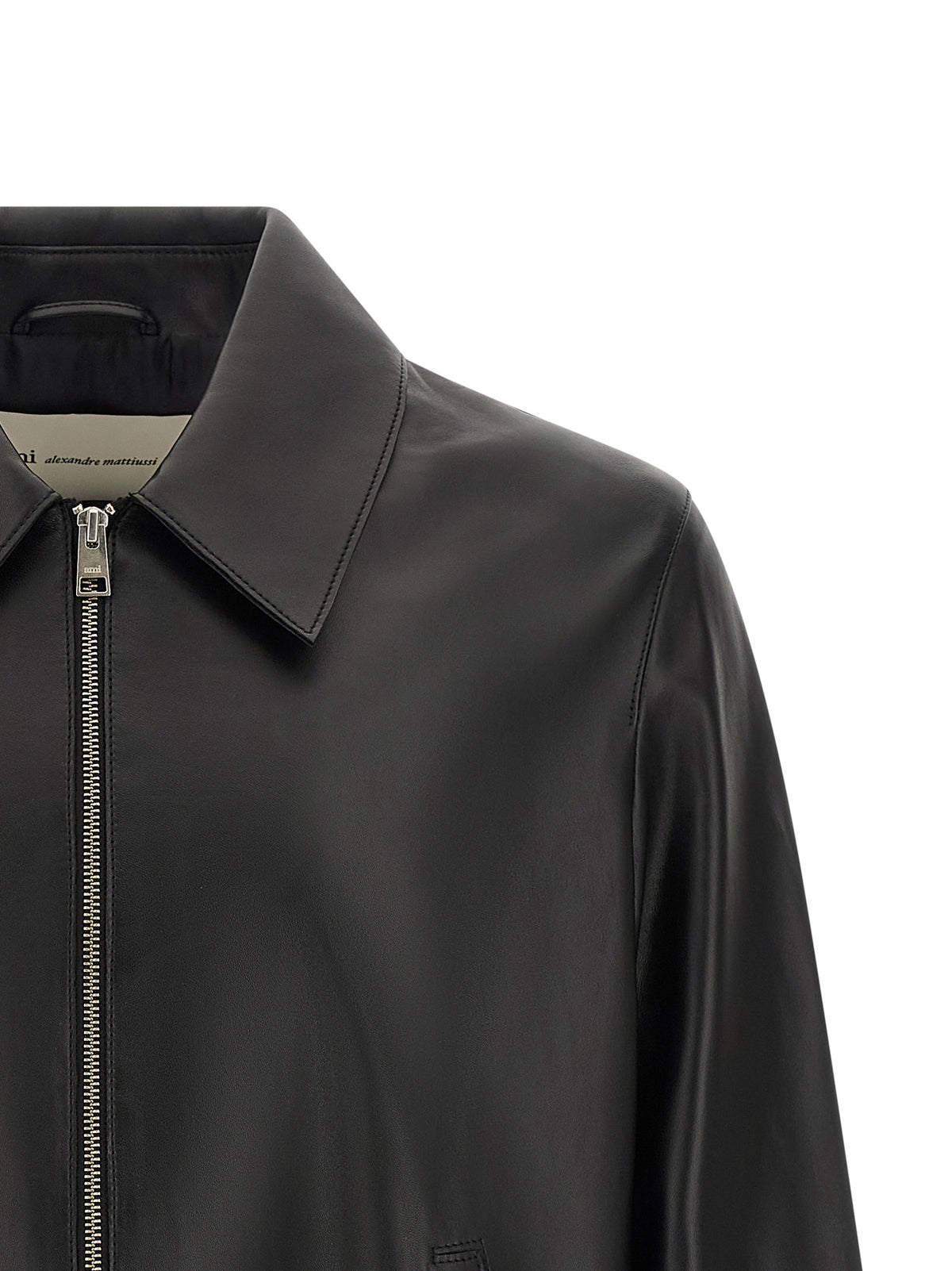 Ami Paris Black Lamb Leather Jacket - Urban Sophistication Redefined