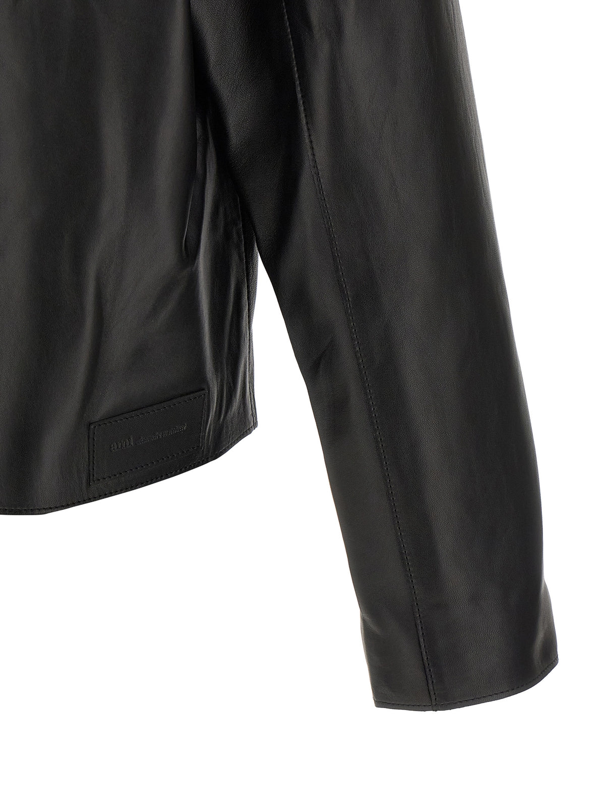 Ami Paris Black Lamb Leather Jacket - Timeless Urban Elegance